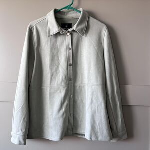 Bagatelle Collection Jacket Womens Large Sage Faux Suede Snap Shacket Collared